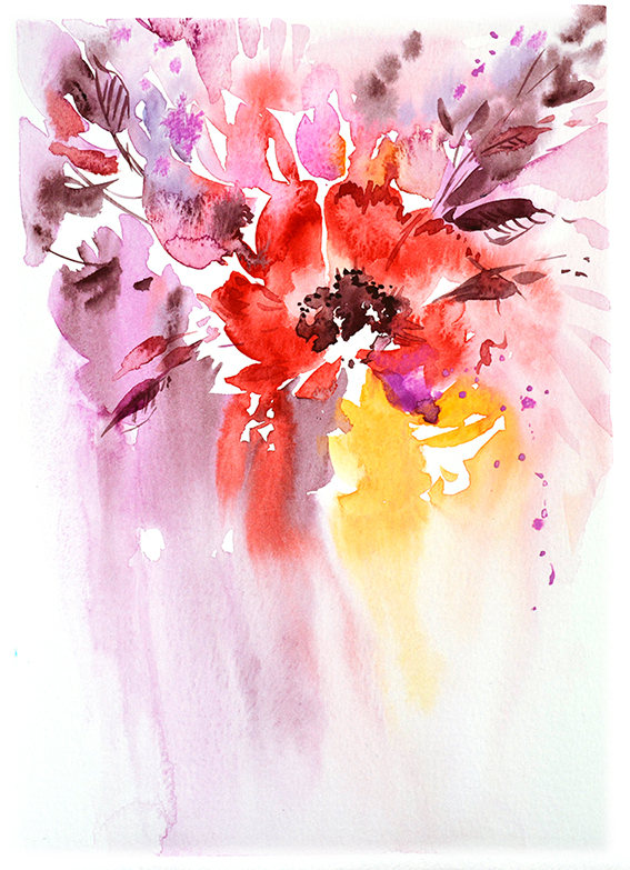 567x783 Sunshine Watercolor Flower Print Abstract Floral Painting ! Art - Sunshine Watercolor