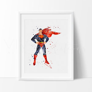 300x300 Superman Superhero Watercolor Nursery Art Print, Kids Wall Art - Superhero Watercolor