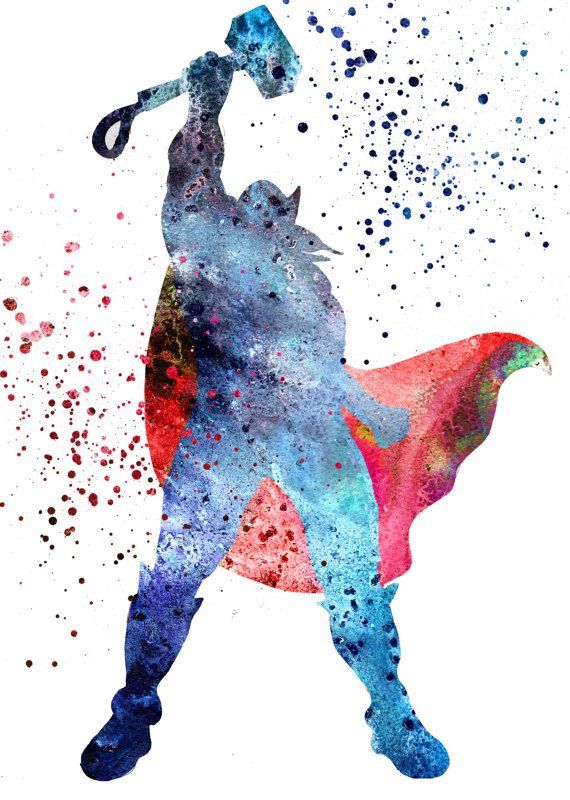 570x800 Thorthor Print Marvel Superhero Watercolor Painting By Rosalisart - Superhero Watercolor