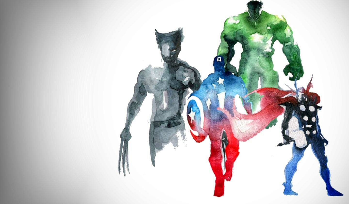 1440x843 Watercolor Superhero Wallpaper - Superhero Watercolor