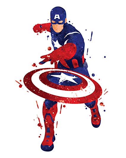 425x532 8x10 P10 Captain America Poster. Inspired Watercolor - Superhero Watercolor