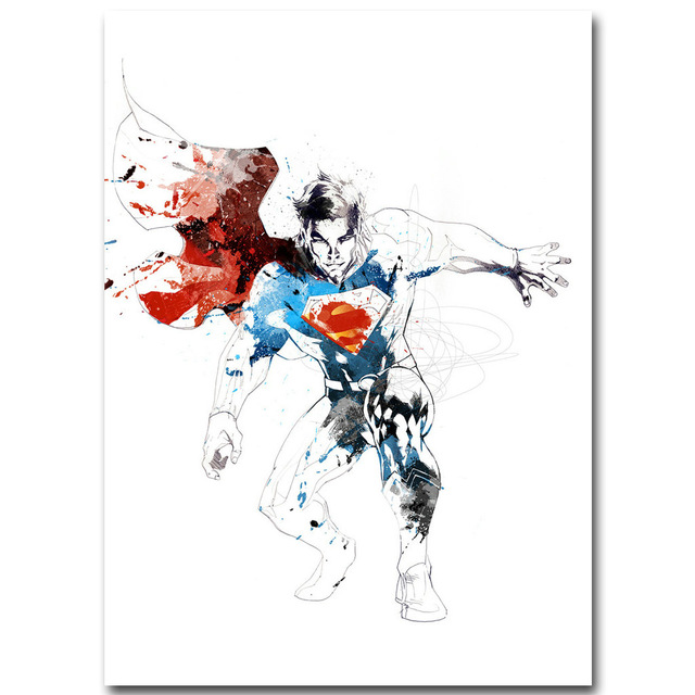 640x640 Superman Superheroes Art Silk Fabric Poster Print 13x18 Inch - Superman Watercolor