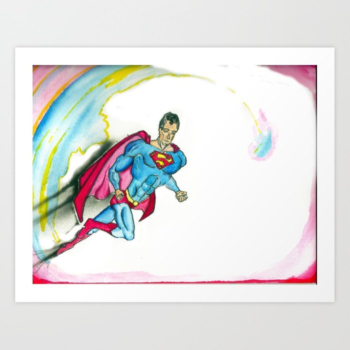 700x700 Superman Watercolor Art Print By Markerpantsstudios Society6 - Superman Watercolor