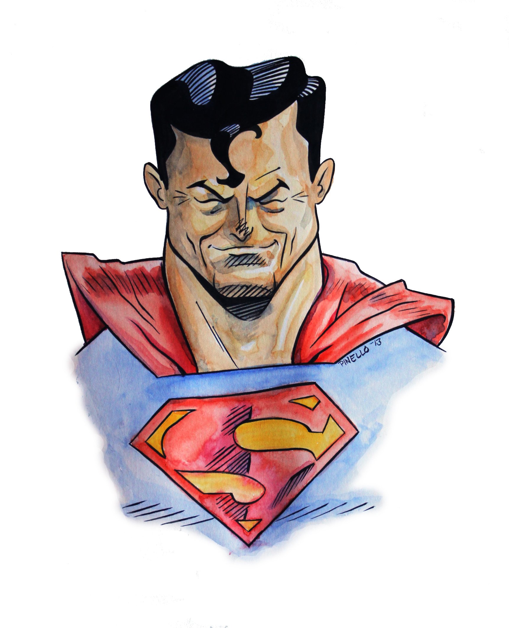 1722x2124 Superman Watercolor Drawing Hellopinello! - Superman Watercolor