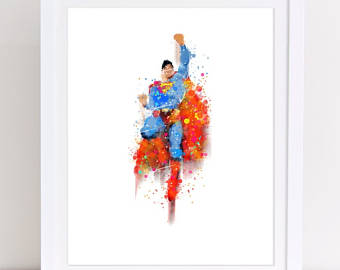 340x270 Superman Watercolor Etsy - Superman Watercolor
