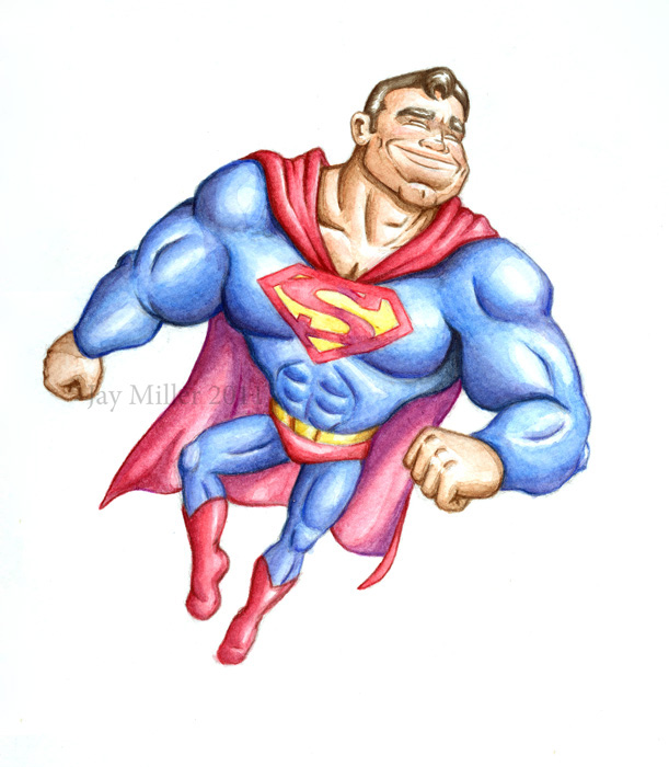 611x700 Superman Watercolor By Jaymillerart - Superman Watercolor