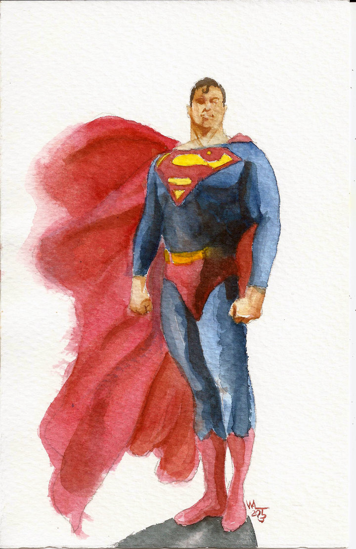 720x1109 Superman Watercolour By Walhh - Superman Watercolor
