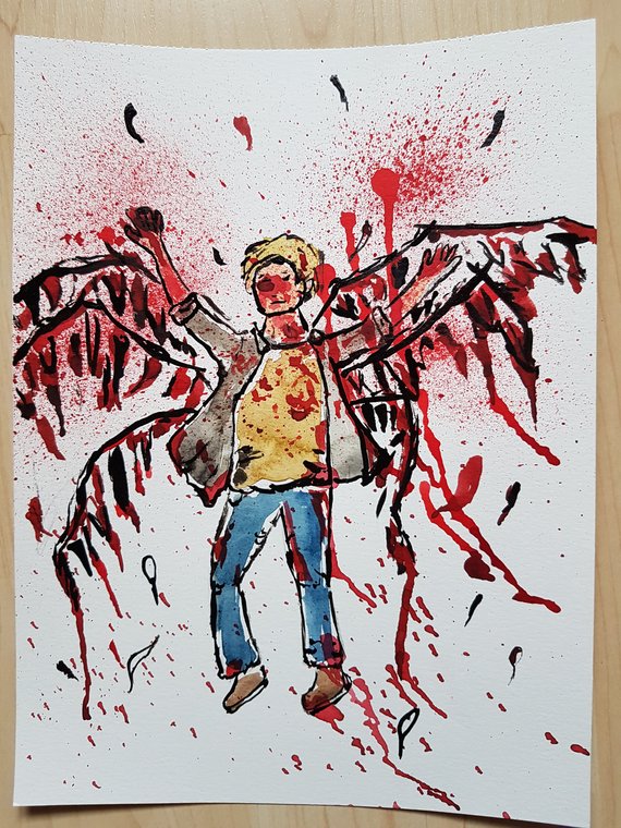 570x760 Original Watercolor Lucifer Fallen Archangel Supernatural Etsy - Supernatural Watercolor