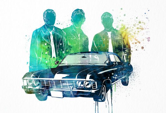 570x390 Watercolor Supernatural Art Print By Penelopeloveprints On Etsy - Supernatural Watercolor