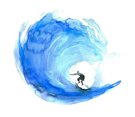 570x494 Surf Art, Surf Watercolor Painting, Poster, Print, Ocean - Surf Watercolor