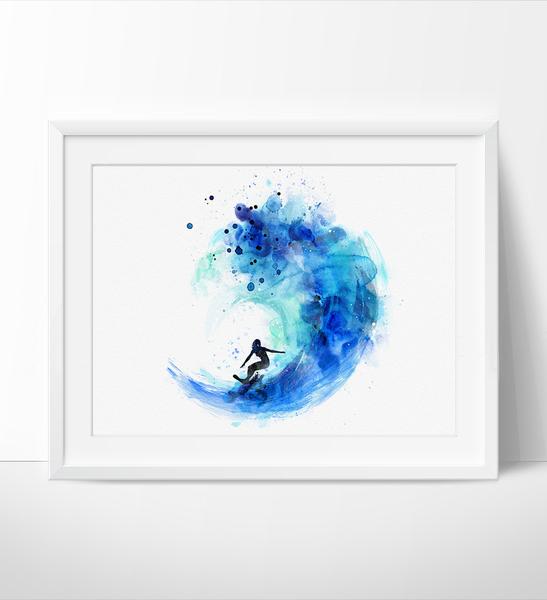 547x600 Surf Watercolor Art, Surf Print, Watercolor Painting, Watercolor - Surf Watercolor