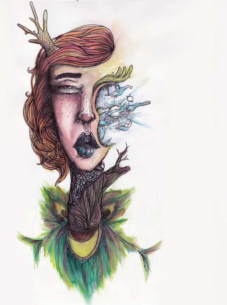 771x1037 Original Surreal Female Watercolor Painting By Joejoemuh9 On - Surreal Watercolor
