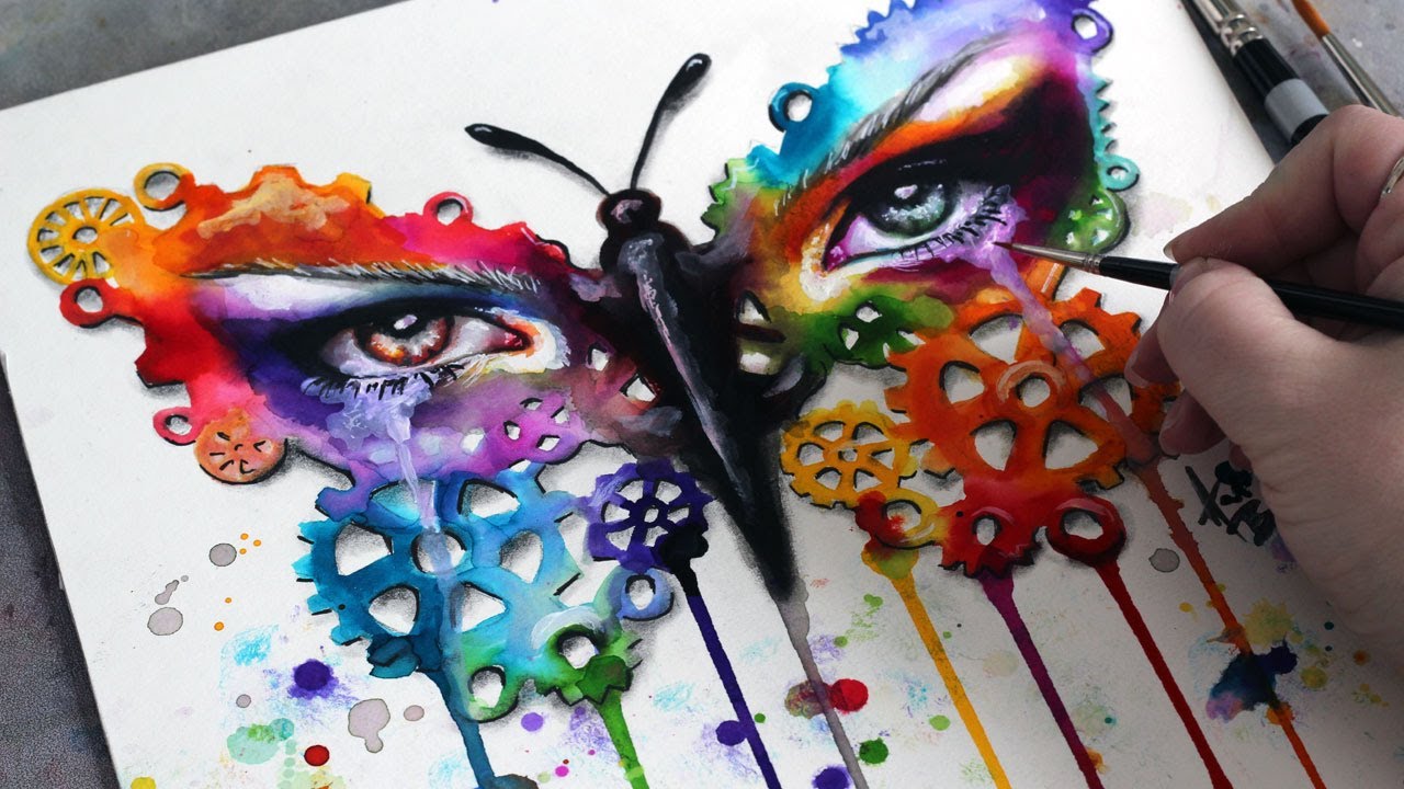 1280x720 Watercolor Timelapse Painting Surreal Butterfly - Surreal Watercolor