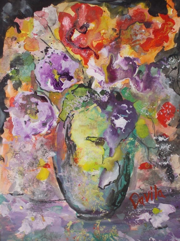 750x1000 Buy Art Online, Surreal Watercolor Amp Acrylic Ink Floral Paridise - Surreal Watercolor