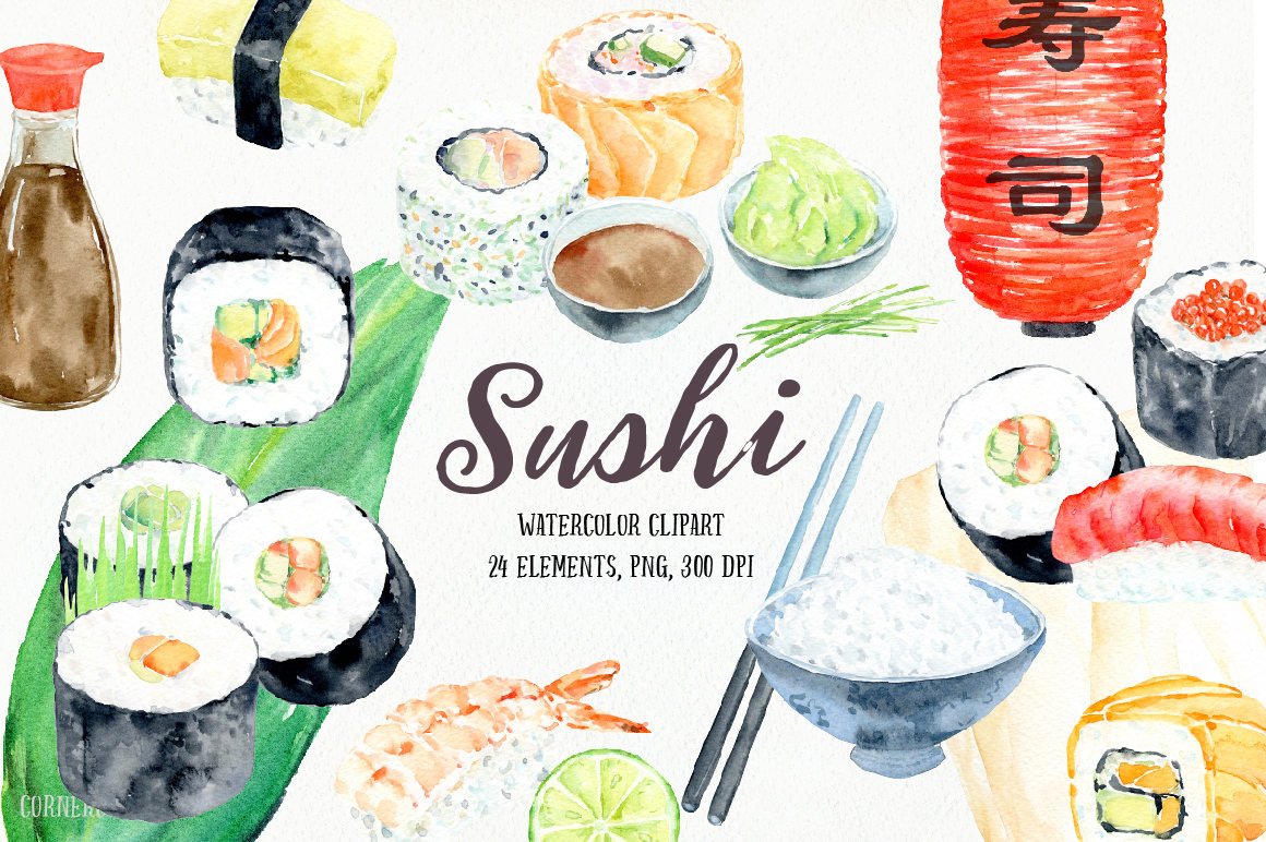 1160x772 Sushi Clipart Watercolor Sushi Japanese Food Sushi Bar Etsy - Sushi Watercolor