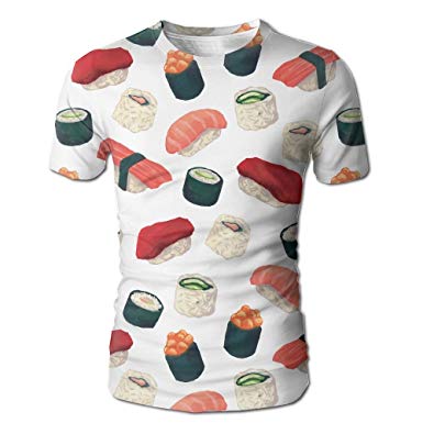 385x385 3d Print Short Sleeve O Neck T Shirt Sushi Watercolor - Sushi Watercolor