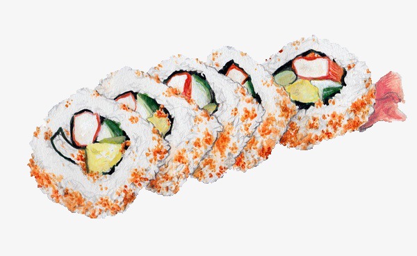 600x368 Watercolor Sushi, Watercolor Clipart, Sushi Clipart, Japanese - Sushi Watercolor