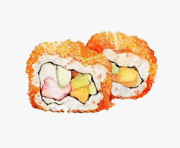 615x507 Watercolor Sushi, Watercolor Clipart, Sushi Clipart, Watercolor - Sushi Watercolor