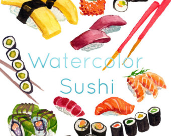 340x270 Japanese Food Clipart Sashimi - Sushi Watercolor