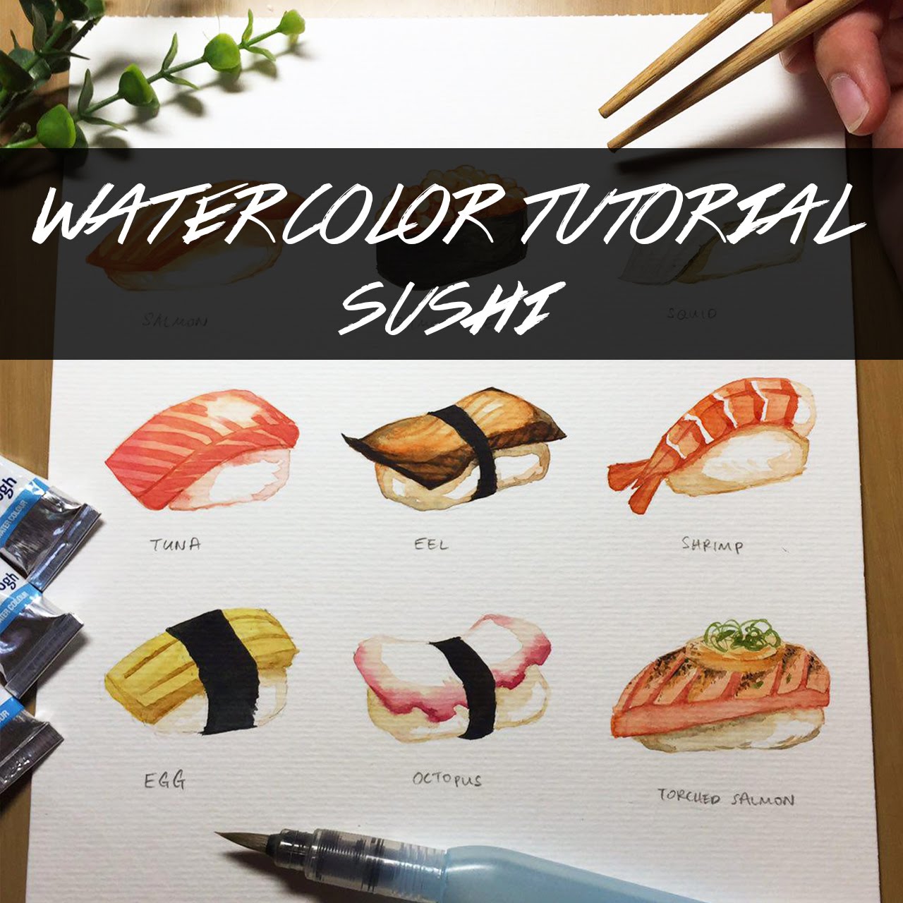 1280x1280 Syk Watercolor Tutorial Sushi - Sushi Watercolor