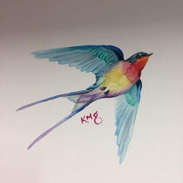 600x600 Watercolor Swallow Tattoo - Swallow Watercolor