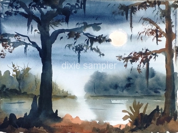 600x449 Louisiana The Art Of Dixie Sampier - Swamp Watercolor
