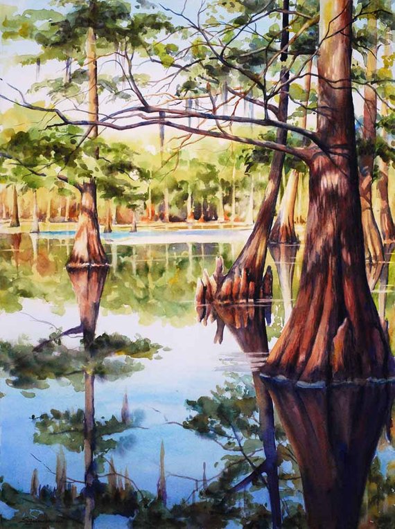 Swamp Watercolor at PaintingValley.com | Explore collection of Swamp ...