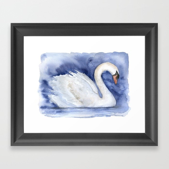 700x700 Swan Watercolor Painting Framed Art Print By Susanwindsor Society6 - Swan Watercolor