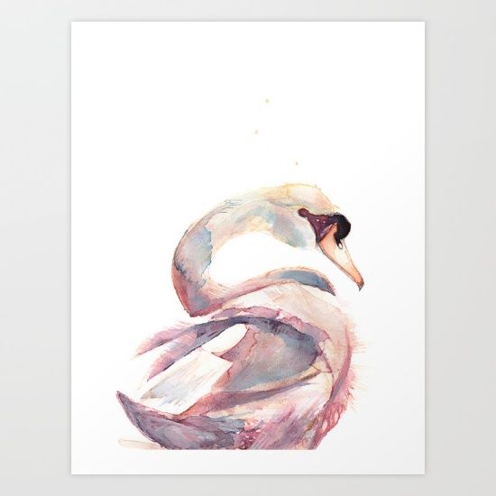 550x550 Swan Watercolor Print Nursery Ideas Watercolor - Swan Watercolor