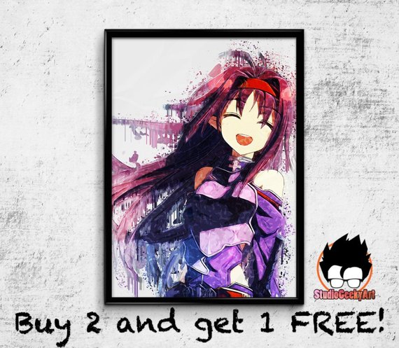 570x497 Sword Art Online Watercolor Art Print Sao Anime Poster On Etsy - Sword Art Online Watercolor
