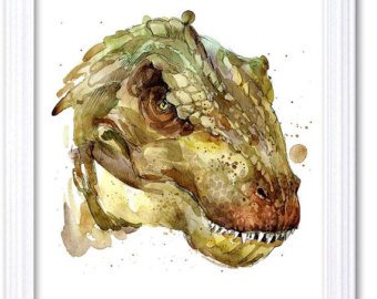 340x270 T Rex Art Etsy - T Rex Watercolor