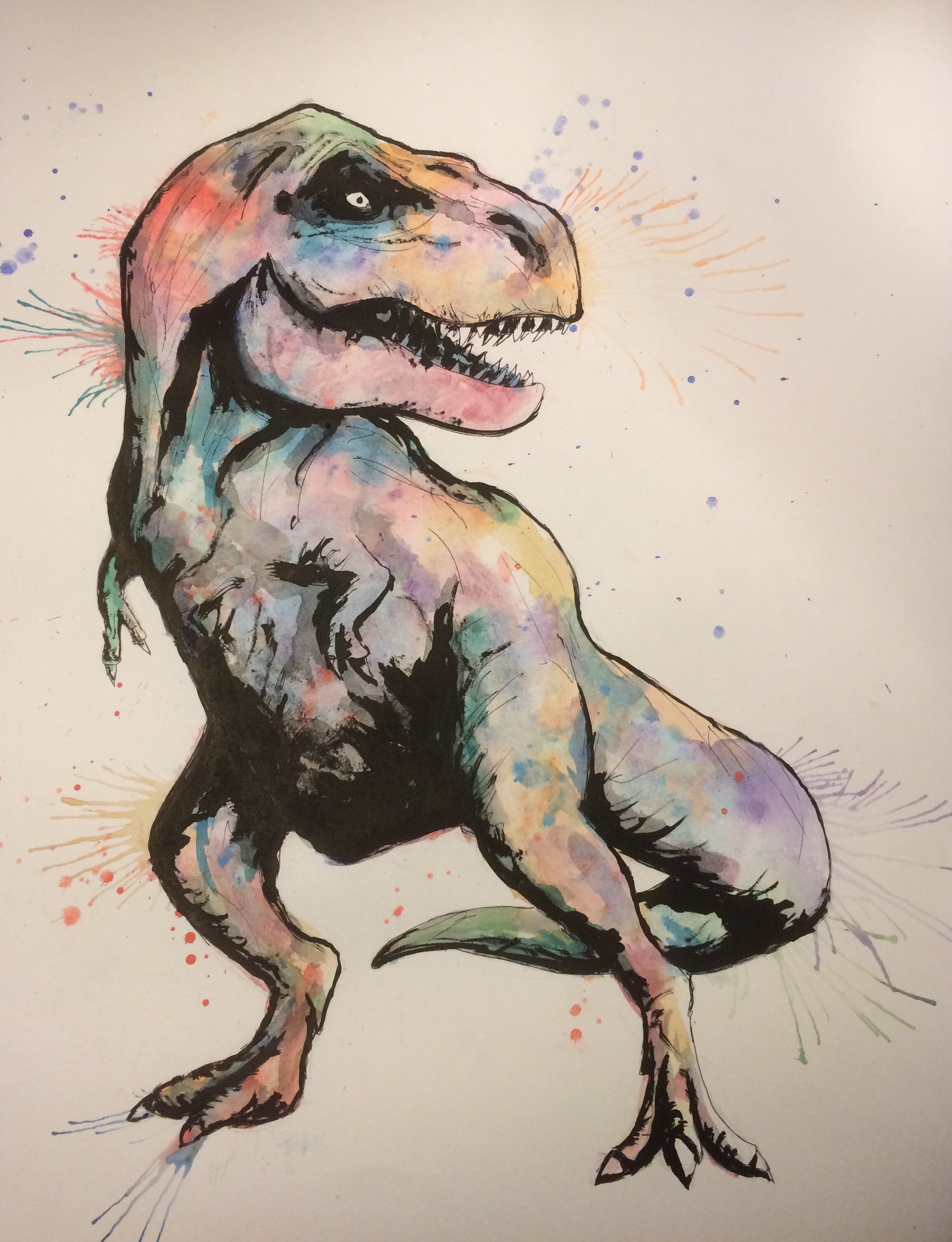 2310x3012 T Rex Oc. , Watercolorgouache, And Ink - T Rex Watercolor