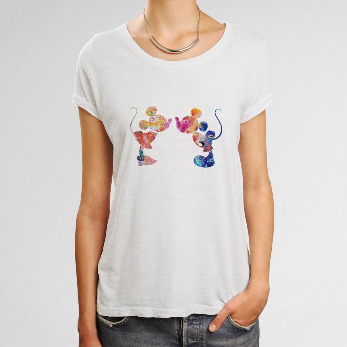 700x700 Disney Mickey Mouse Minnie Mouse Watercolor Women T Shirt - T Shirt Watercolor