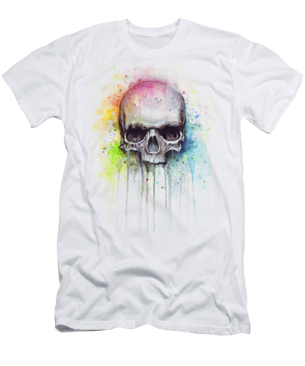 1000x1200 Skull Watercolor Painting T Shirt For Sale By Olga Shvartsur - T Shirt Watercolor
