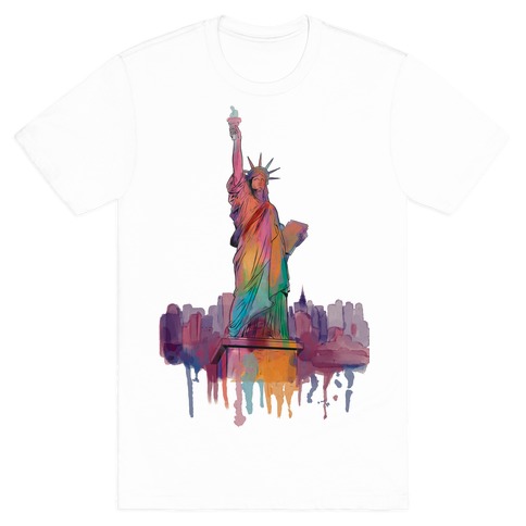 484x484 Statue Of Liberty Watercolor T Shirt Lookhuman - T Shirt Watercolor