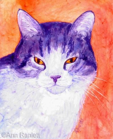 389x480 Violet - Tabby Cat Watercolor