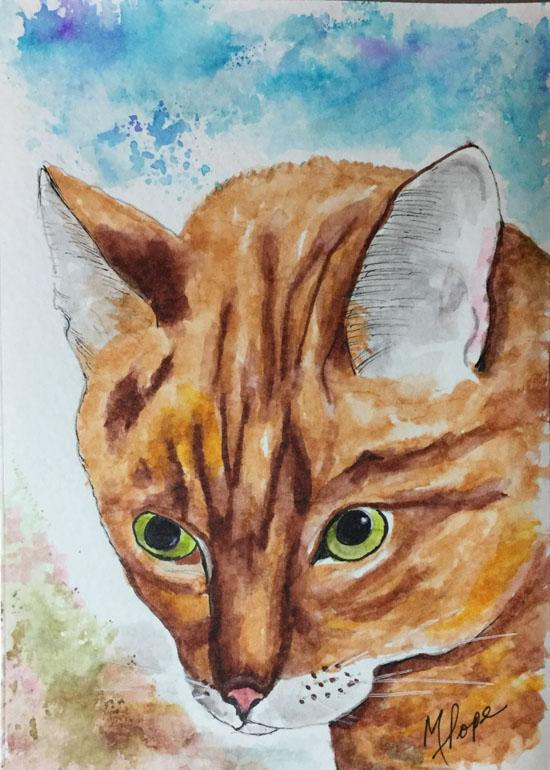 550x770 Cat Watercolor Paintingwatercolor And Inktabby Catcat - Tabby Cat Watercolor