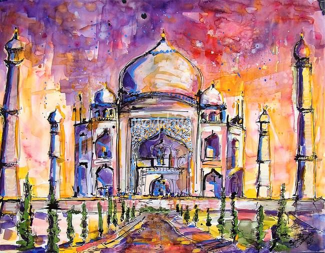 650x506 Taj Mahal India Watercolor By Ginette Callaway By Ginette - Taj Mahal Watercolor