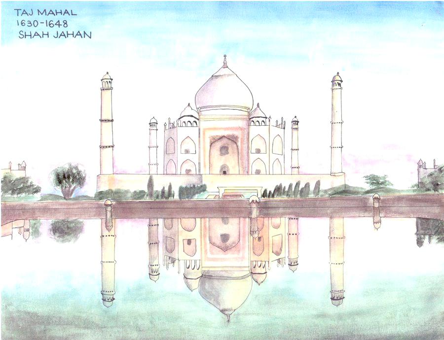 900x690 Taj Mahal Painting Painting The By Thecointoss.co - Taj Mahal Watercolor