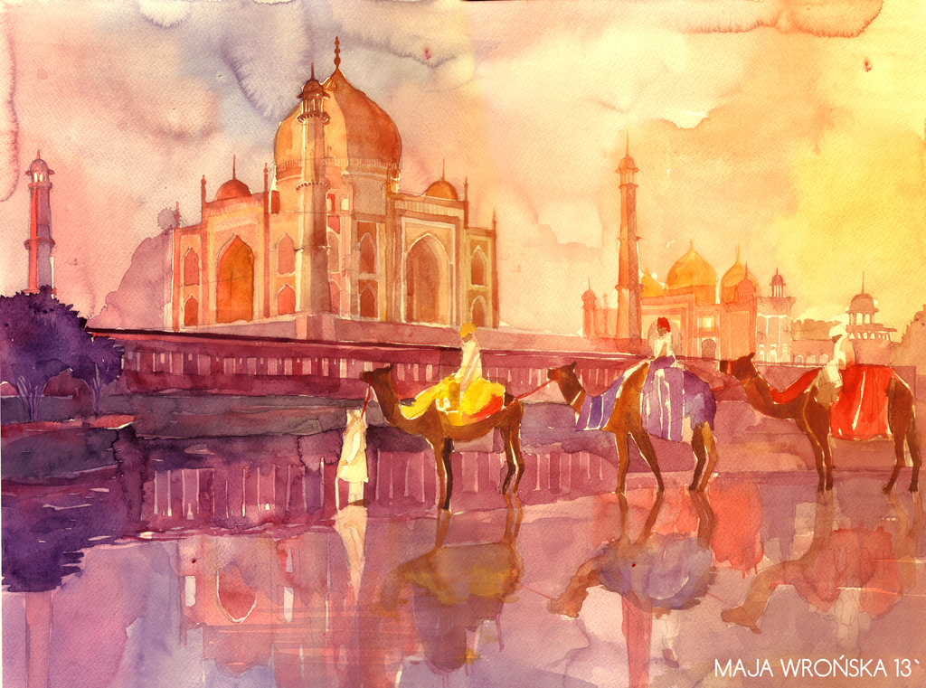 1024x761 Taj Mahal By Takmaj - Taj Mahal Watercolor