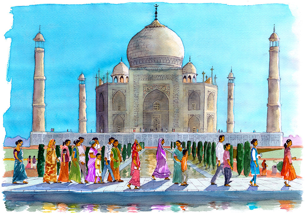 992x702 Taj Mahal Sunrise Watercolor Of The Taj Mahal - Taj Mahal Watercolor