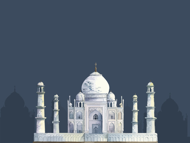 626x469 The Taj Mahal Painted By Watercolor Vector Free Download - Taj Mahal Watercolor