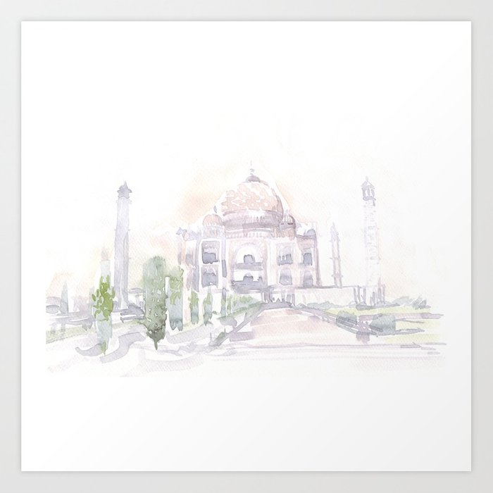 700x700 Watercolor Landscape Illustration India - Taj Mahal Watercolor