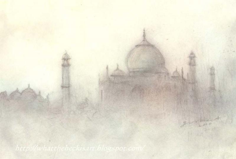 800x538 Taj Mahal In Watercolor And Charcoal - Taj Mahal Watercolor