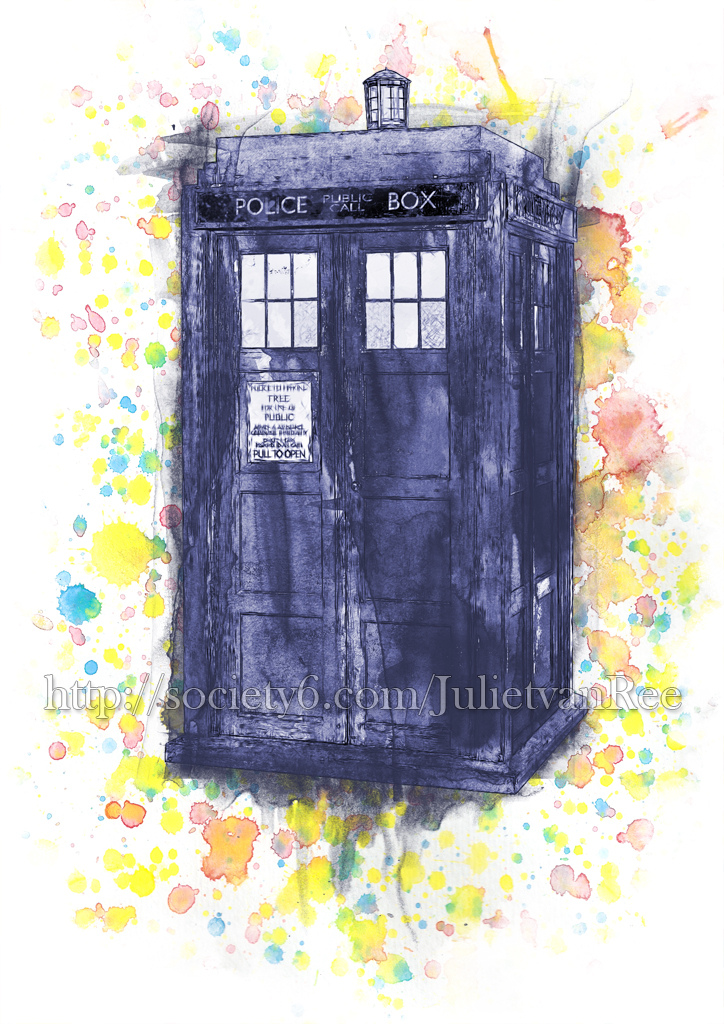 724x1024 Tardis In Wibbly Wobbly Watercolor Mixed Media Digital - Tardis Watercolor