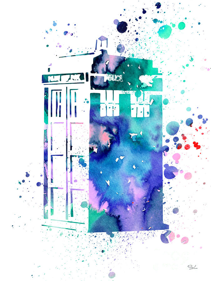 675x900 Tardis Painting By Watercolor Girl - Tardis Watercolor