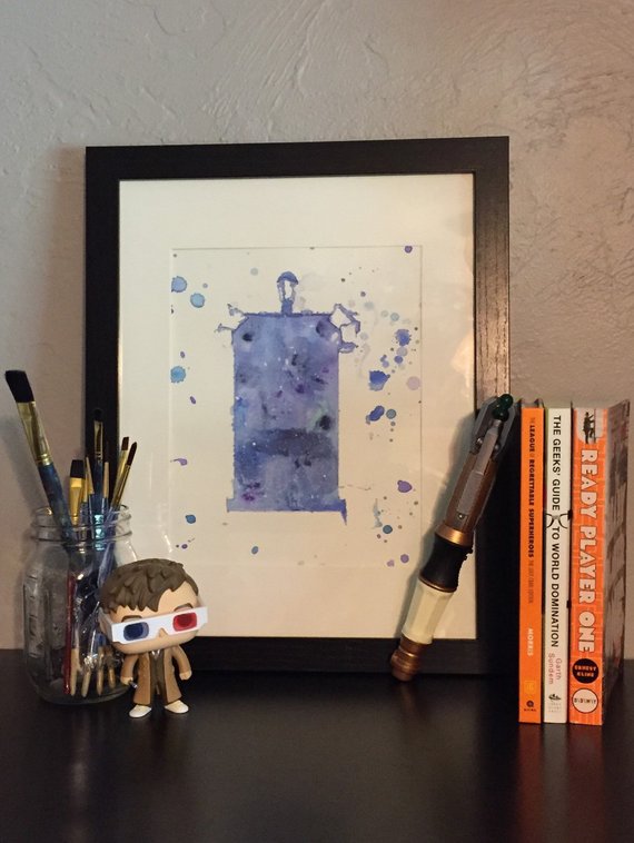 570x758 Tardis Watercolor Etsy - Tardis Watercolor