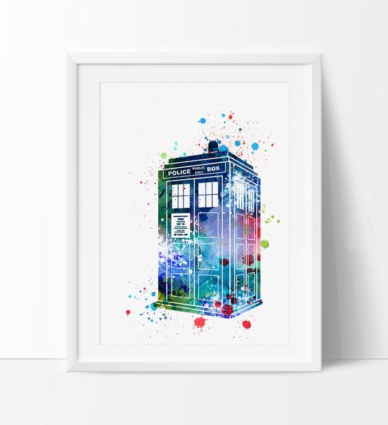547x600 Tardis From Dr Who Art, Doctor Who Art, Wall Art Poster - Tardis Watercolor