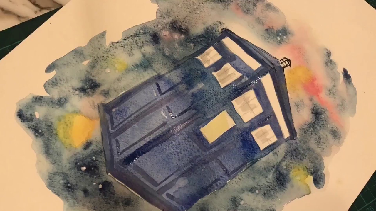 1280x720 Timelapse Tardis Watercolor - Tardis Watercolor