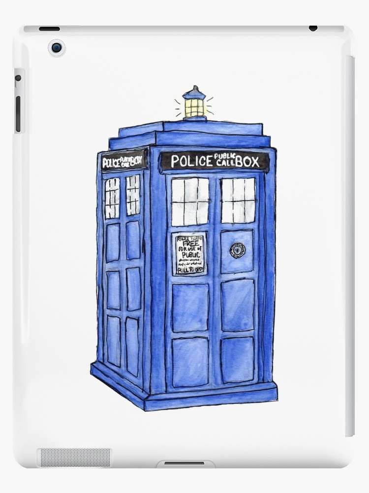 750x1000 Watercolor Tardis Ipad Cases Amp Skins By Bughellerman Redbubble - Tardis Watercolor